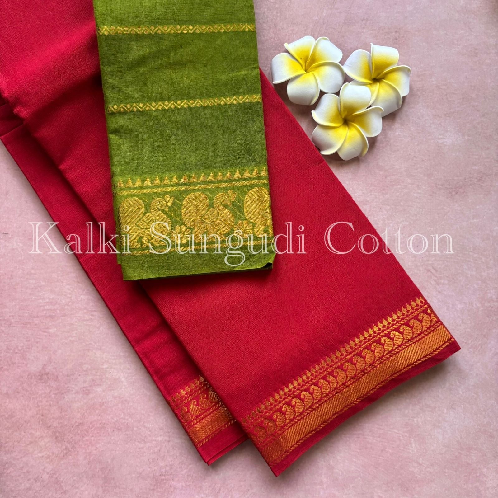 Red Kalki Sungudi Cotton Saree