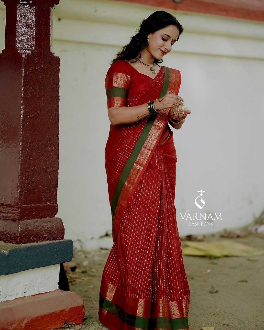 Red Rich Pallu Kanchi Cotton Saree