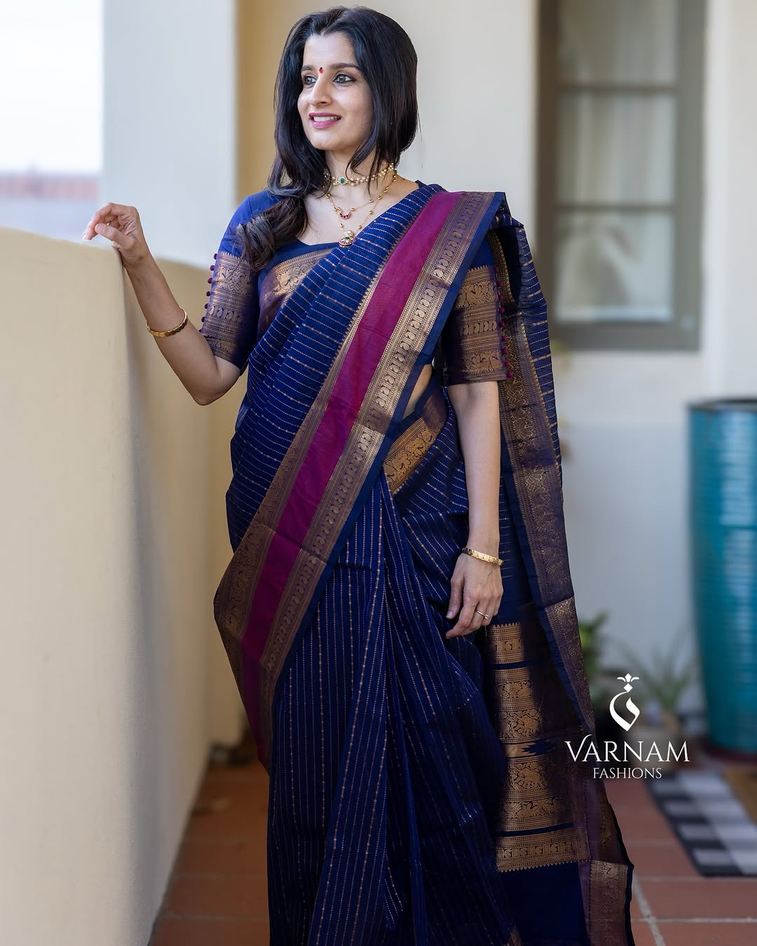 Blue Rich Pallu Kanchi Cotton Saree