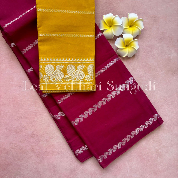 Silver Leaf Velthari Sungudi Cotton Saree