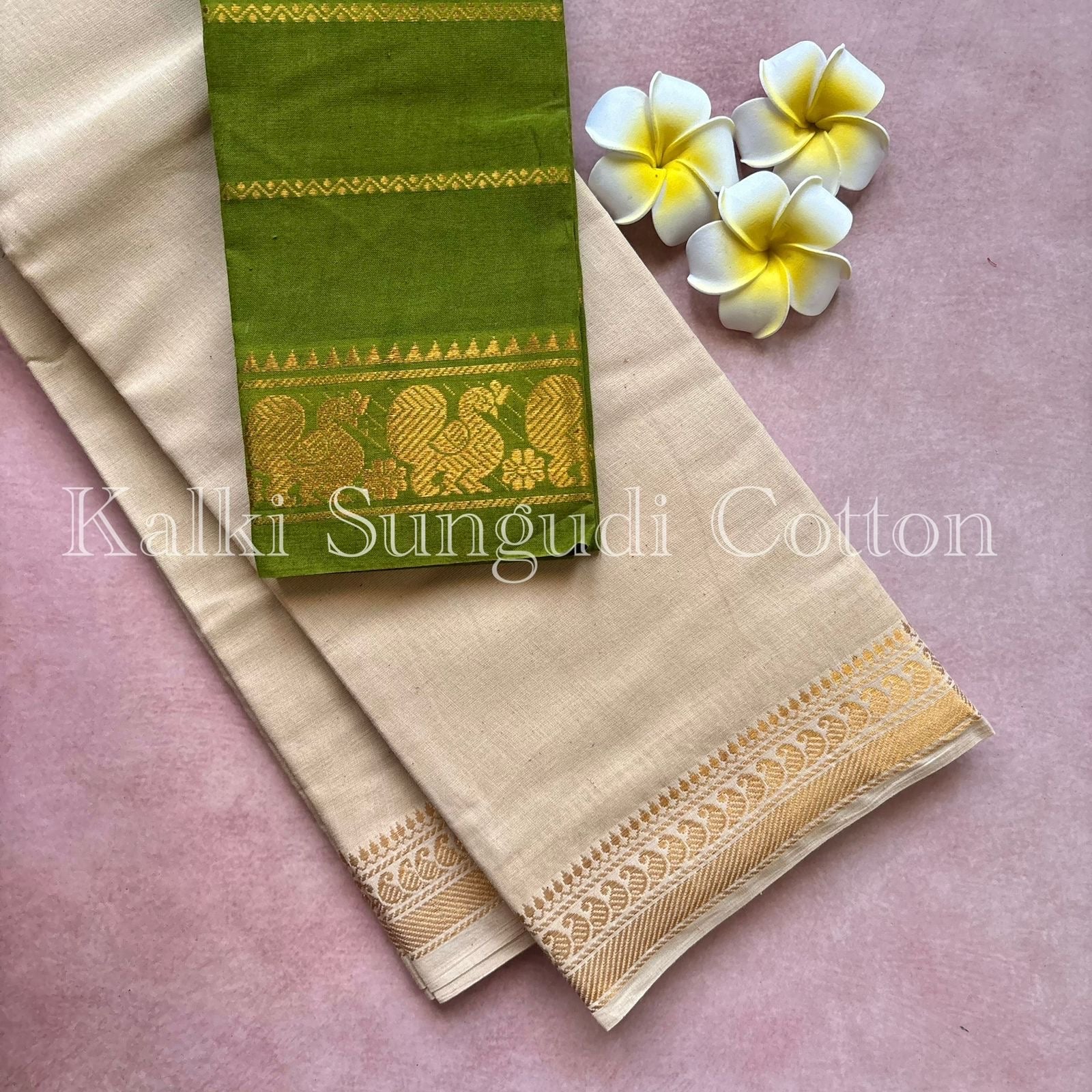 Halfwhite Kalki Sungudi Cotton Saree