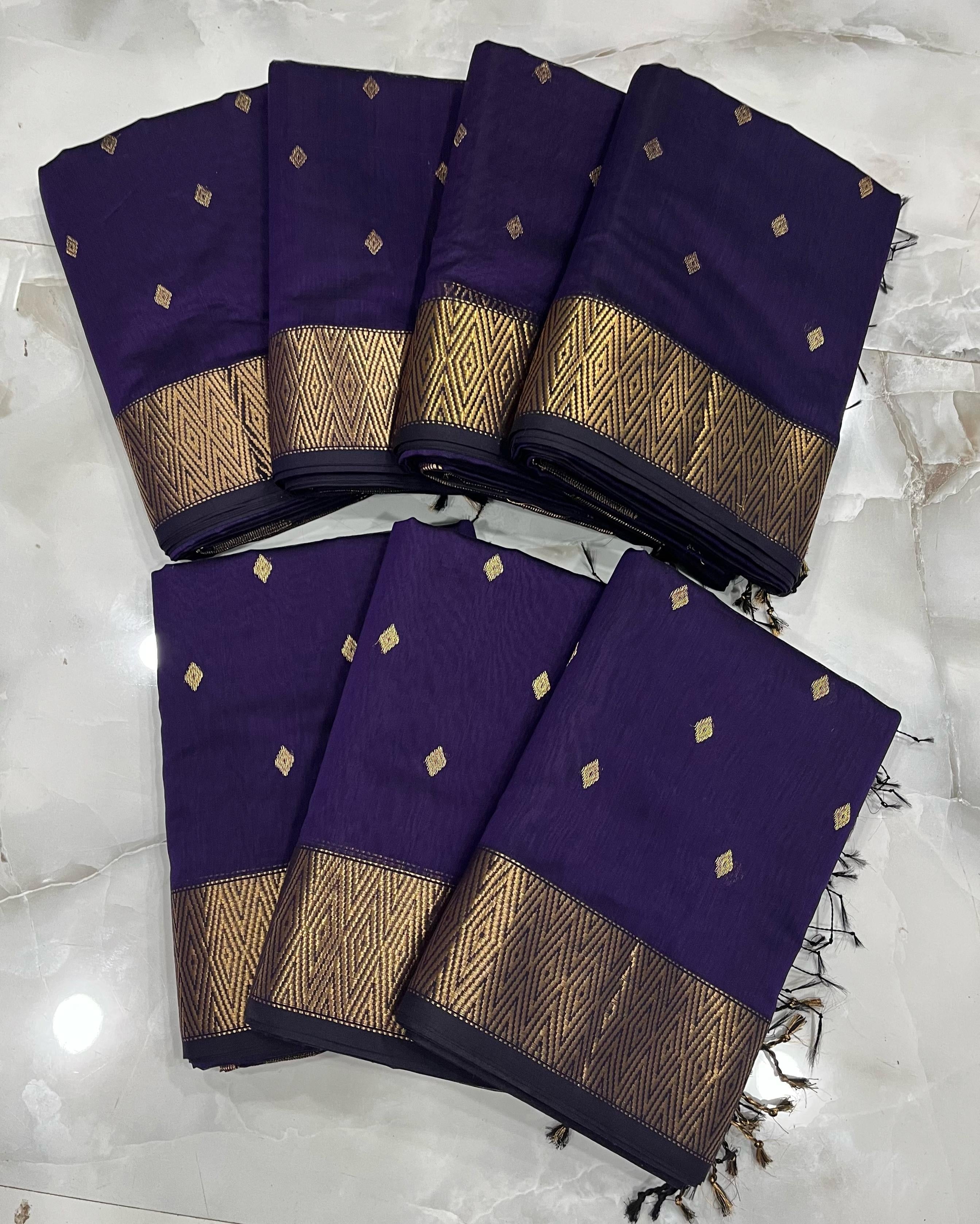 Nayanthara Purple Maheshwari Silk Cotton Saree