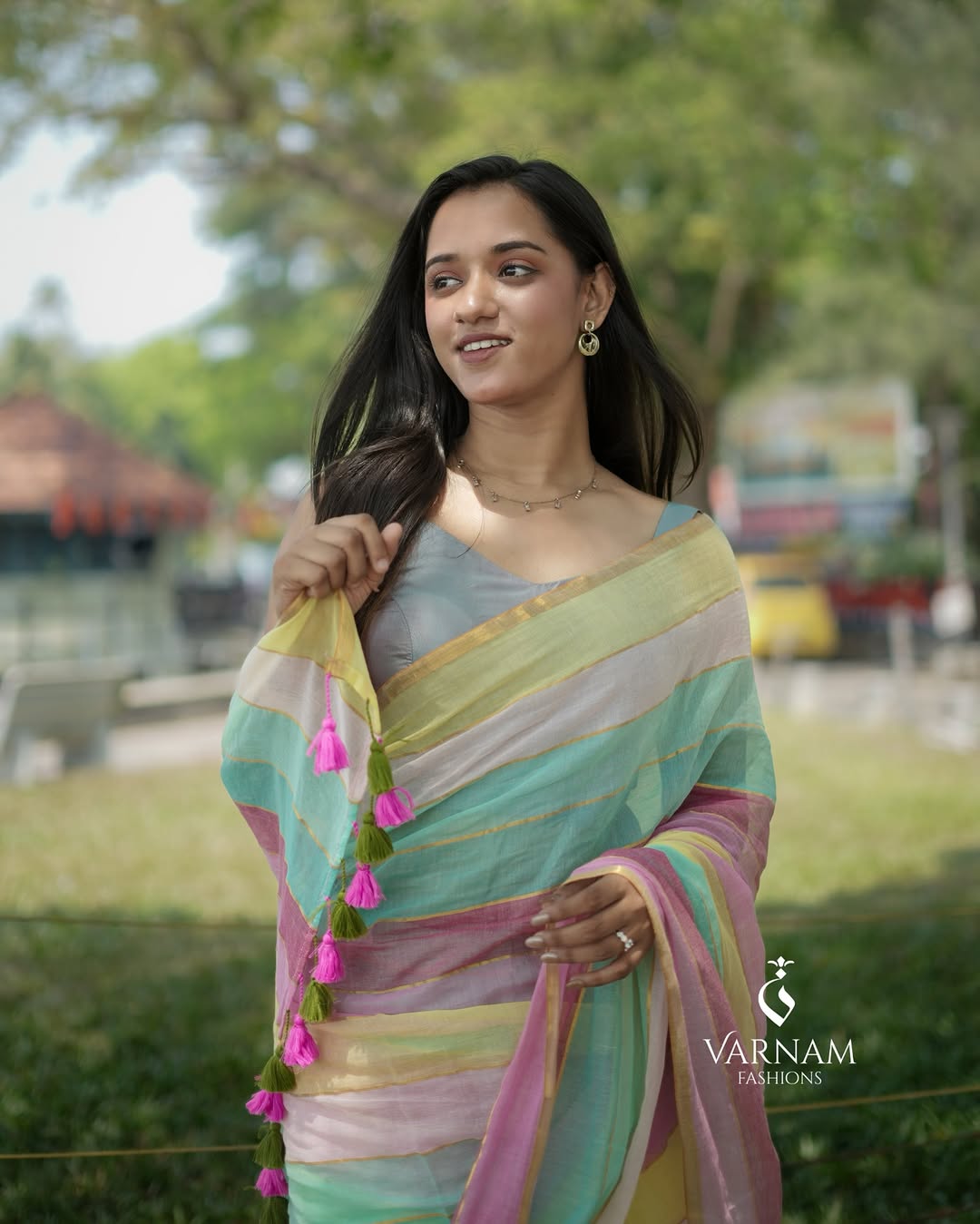 Rainbow Mul Cotton Saree