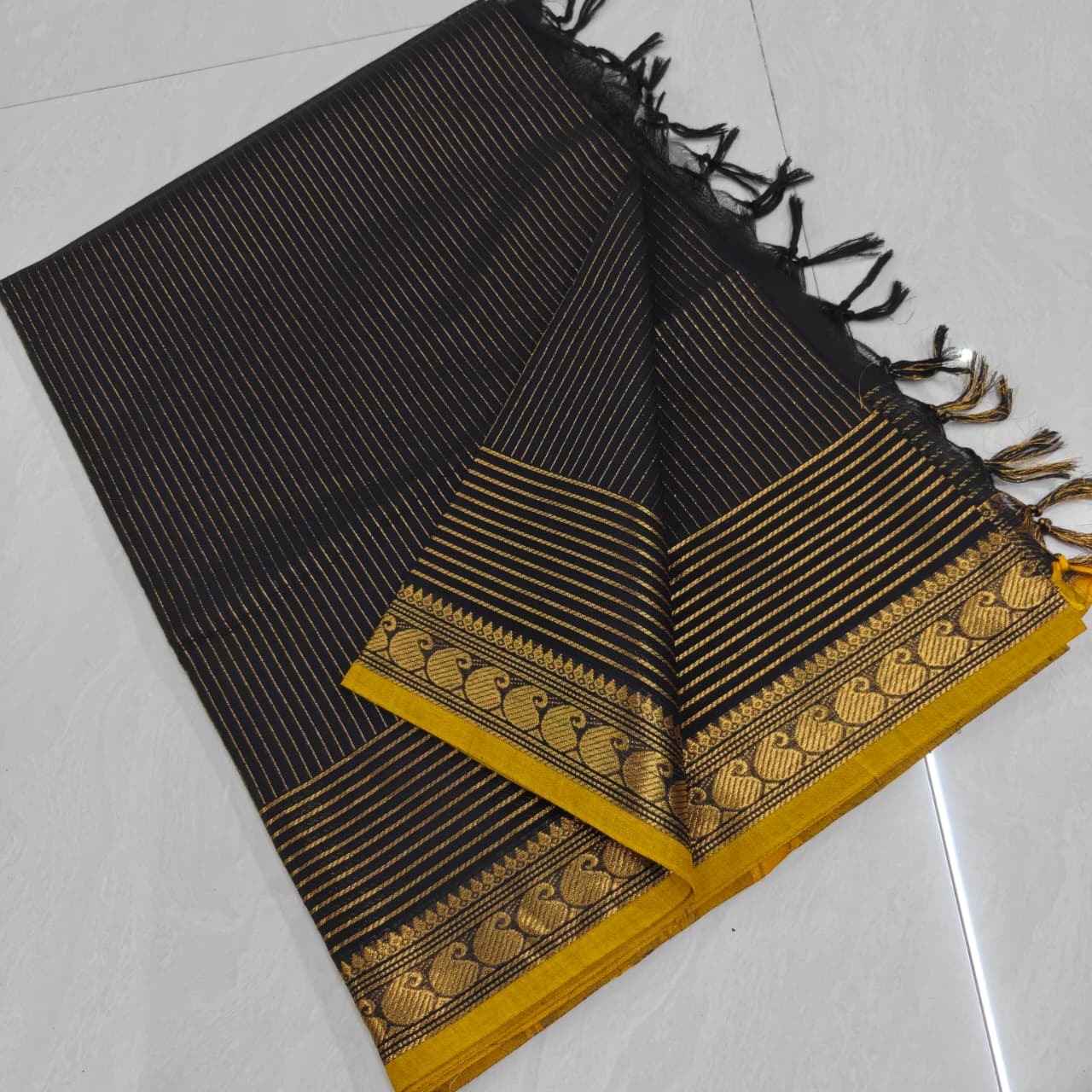 Black Vairaoosi Kanchi Cotton Saree