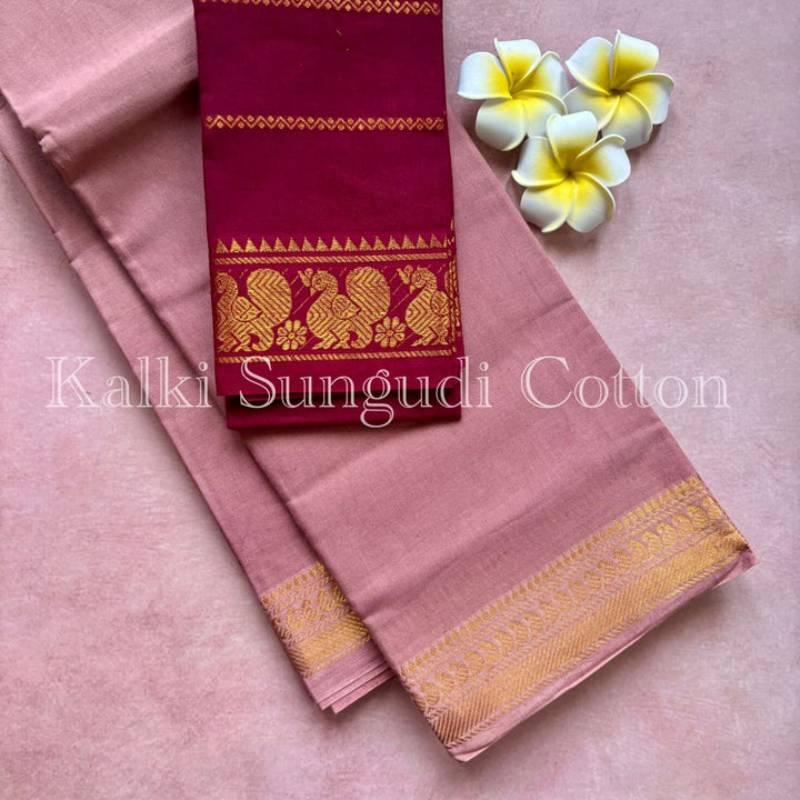 Light Brown Kalki Sungudi Cotton Saree