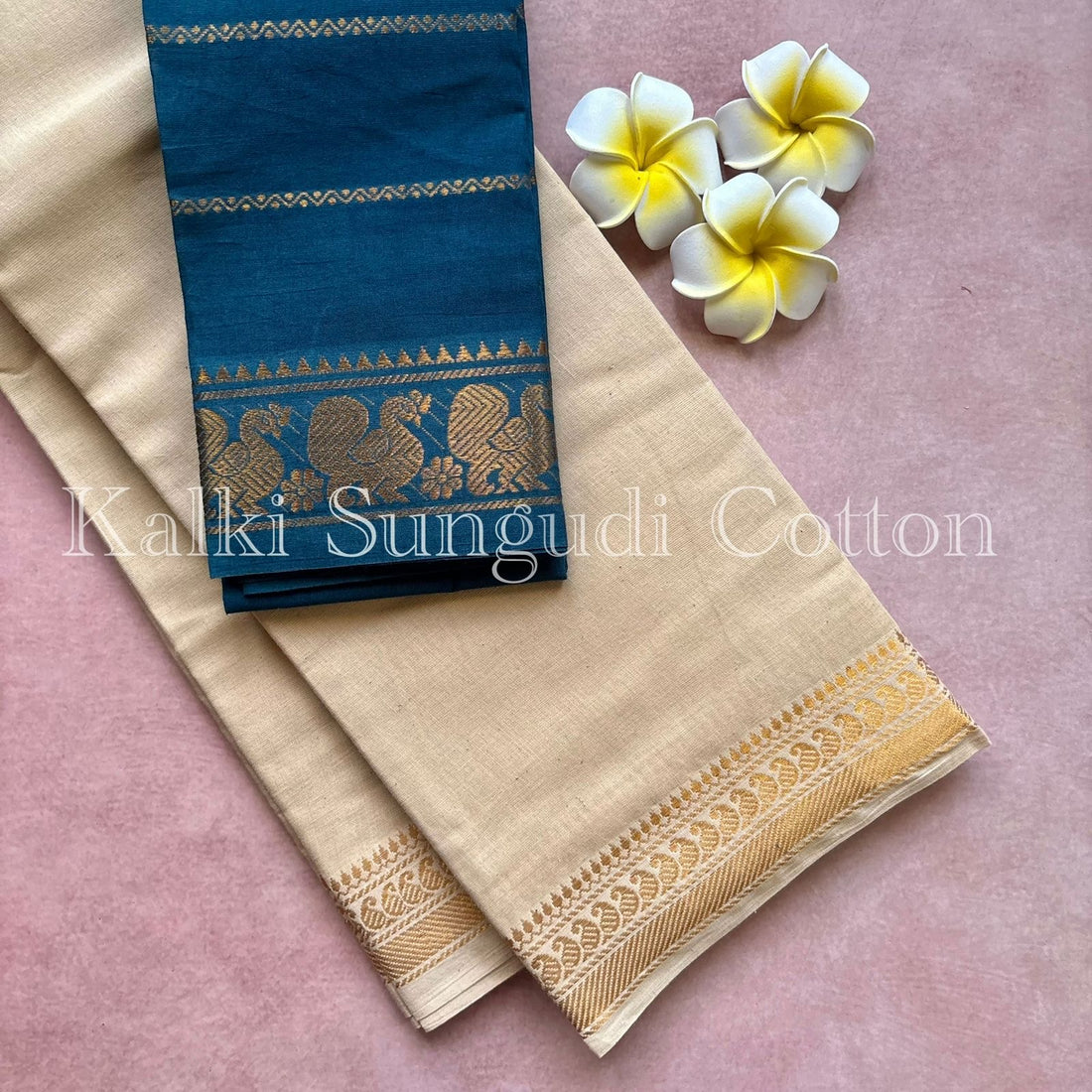 Halfwhite Kalki Sungudi Cotton Saree
