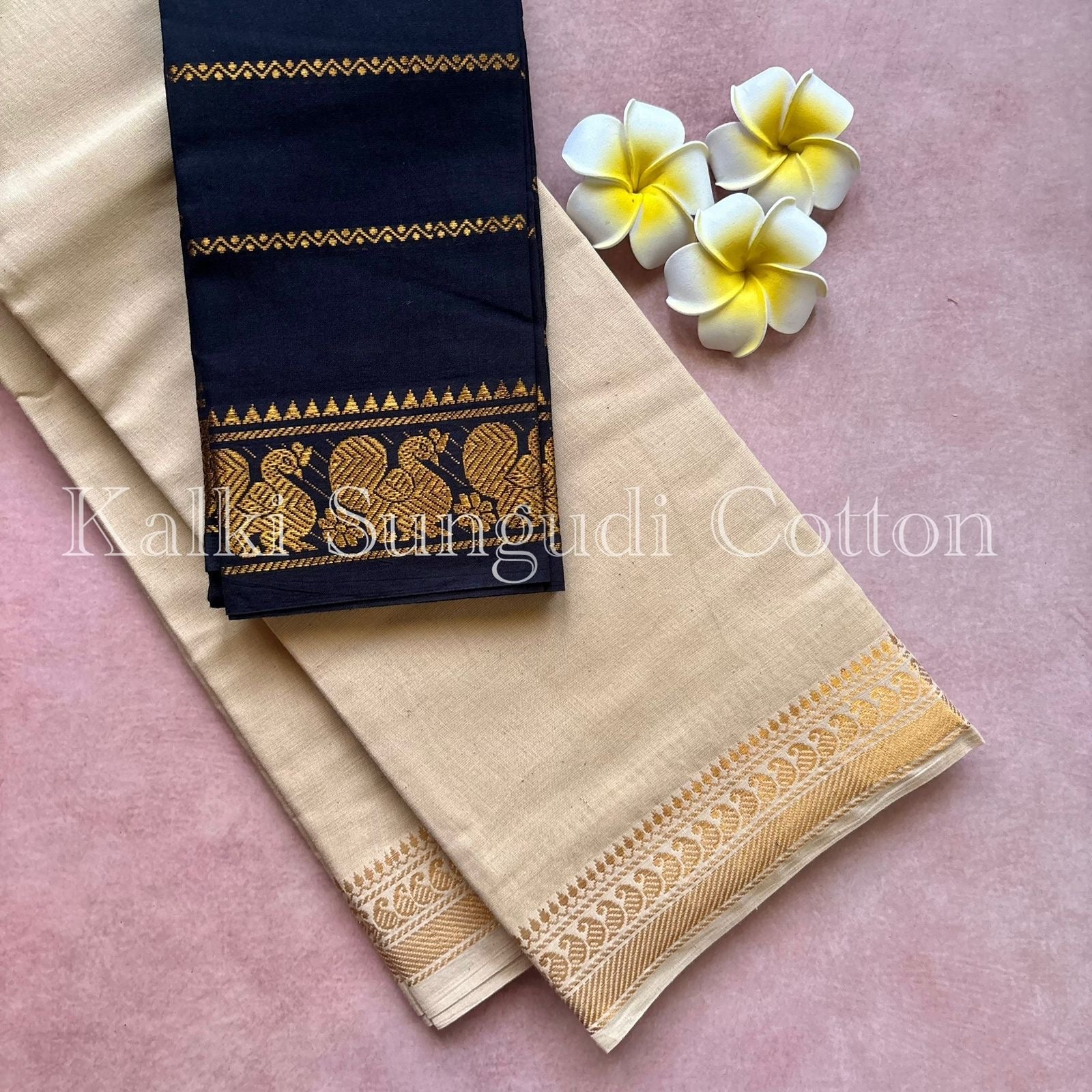 Halfwhite Kalki Sungudi Cotton Saree