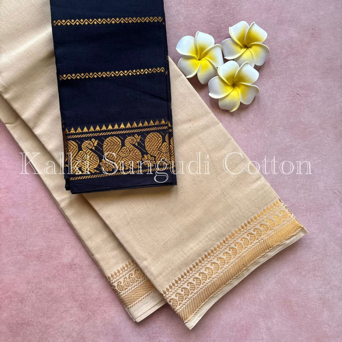 Halfwhite Kalki Sungudi Cotton Saree