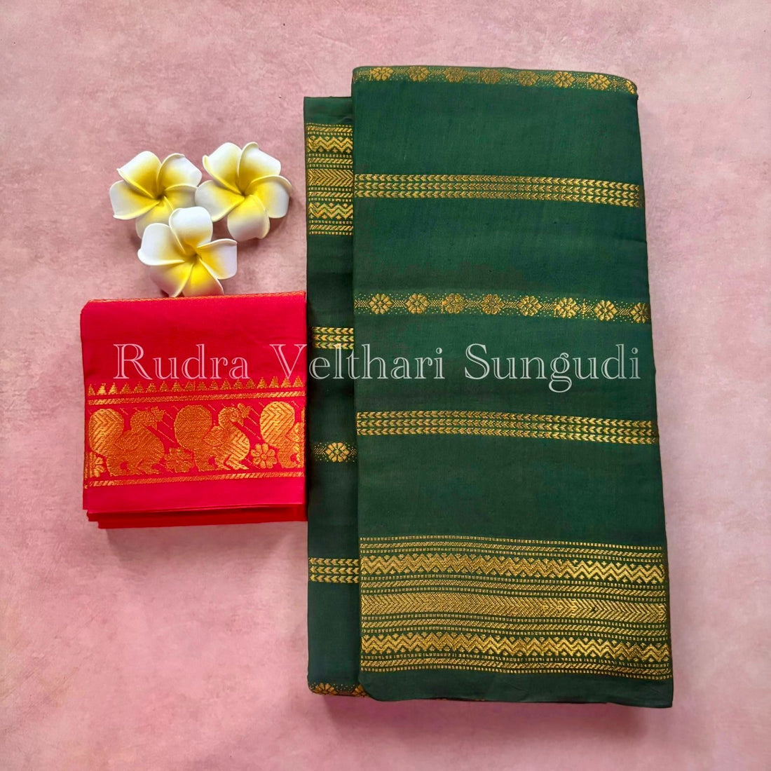 Green Rudra Velthari Sungudi Cotton Saree