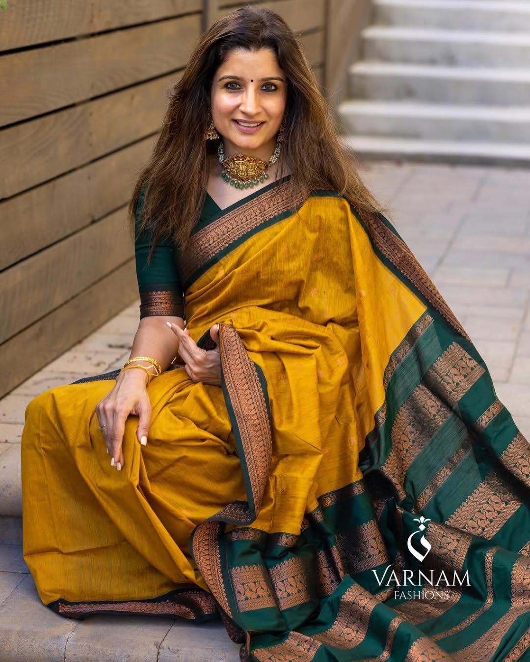 Yellow With Green Kalyani Cotton Saree