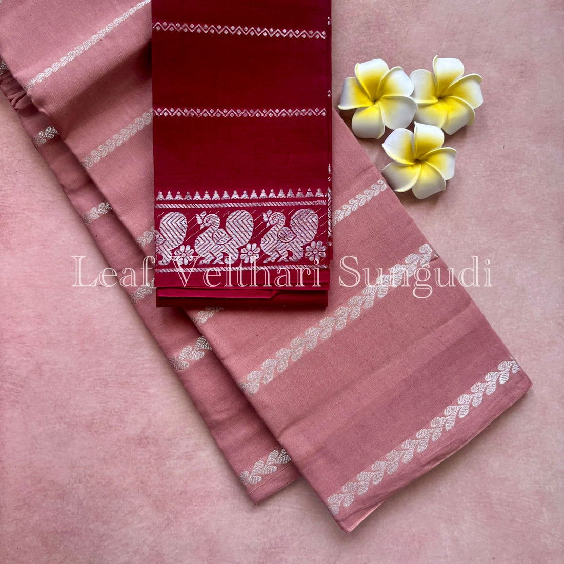 Silver Leaf Velthari Sungudi Cotton Saree