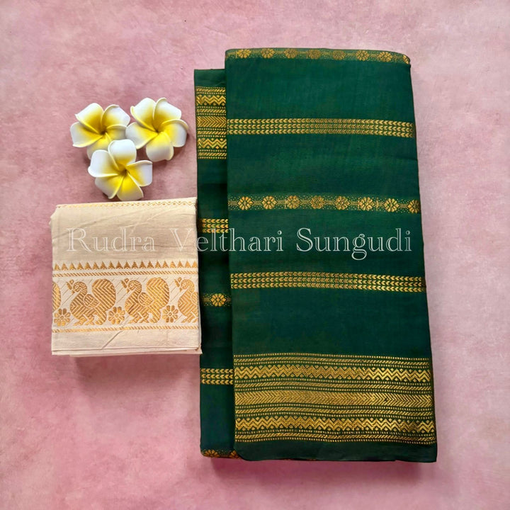 Green Rudra Velthari Sungudi Cotton Saree