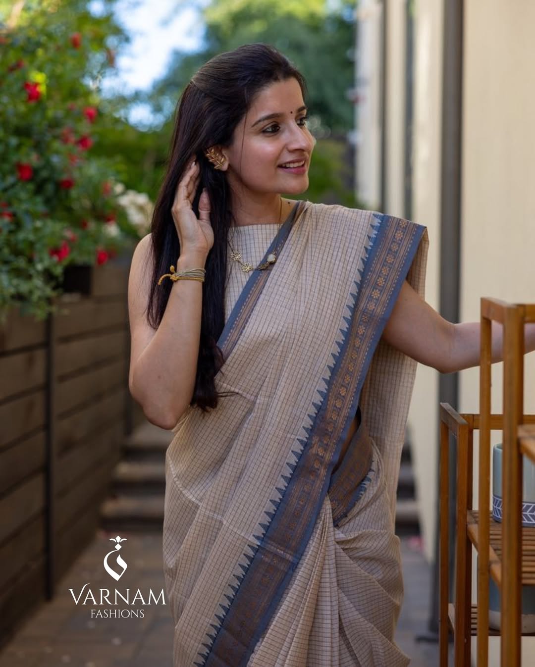 Halfwhite With Grey Kattam Kanchi Cotton Saree