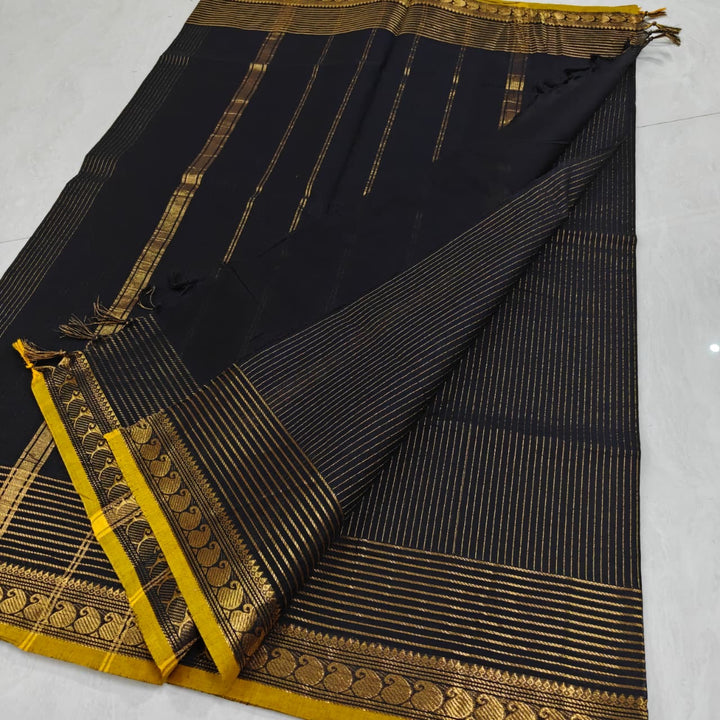Black Vairaoosi Kanchi Cotton Saree