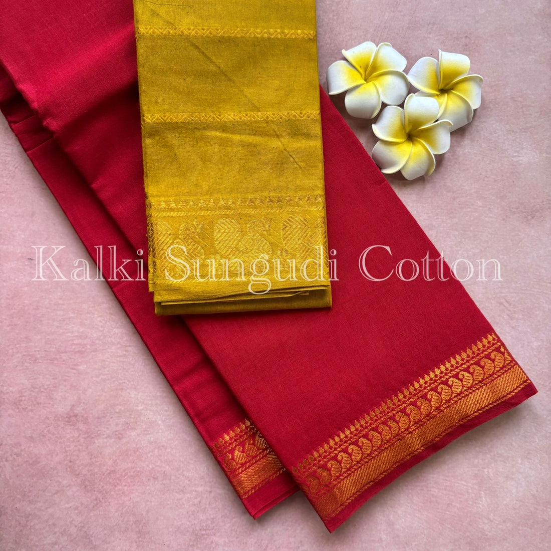 Red Kalki Sungudi Cotton Saree
