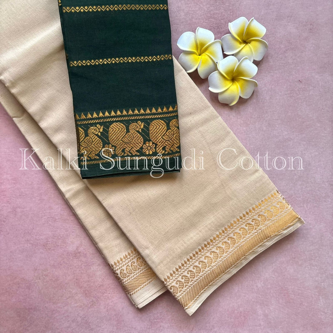 Halfwhite Kalki Sungudi Cotton Saree