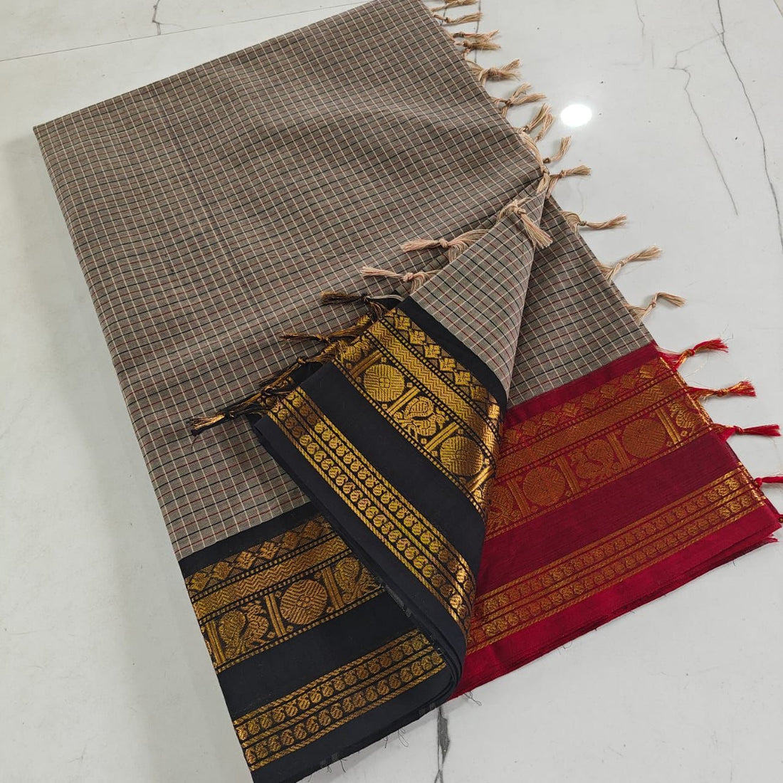 Kanchi Cotton Ganga Jamuna Saree