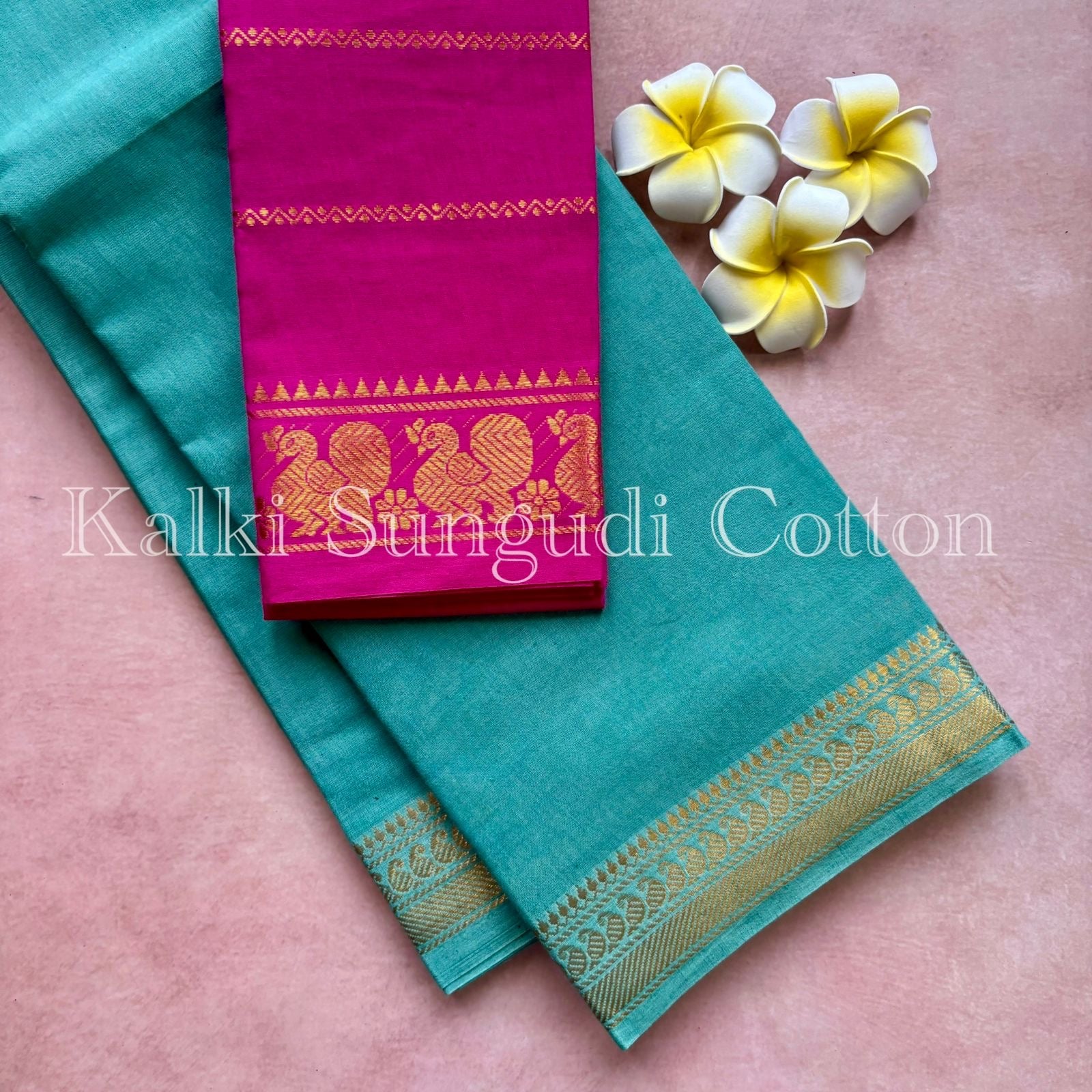 Seagreen Kalki Sungudi Cotton Saree