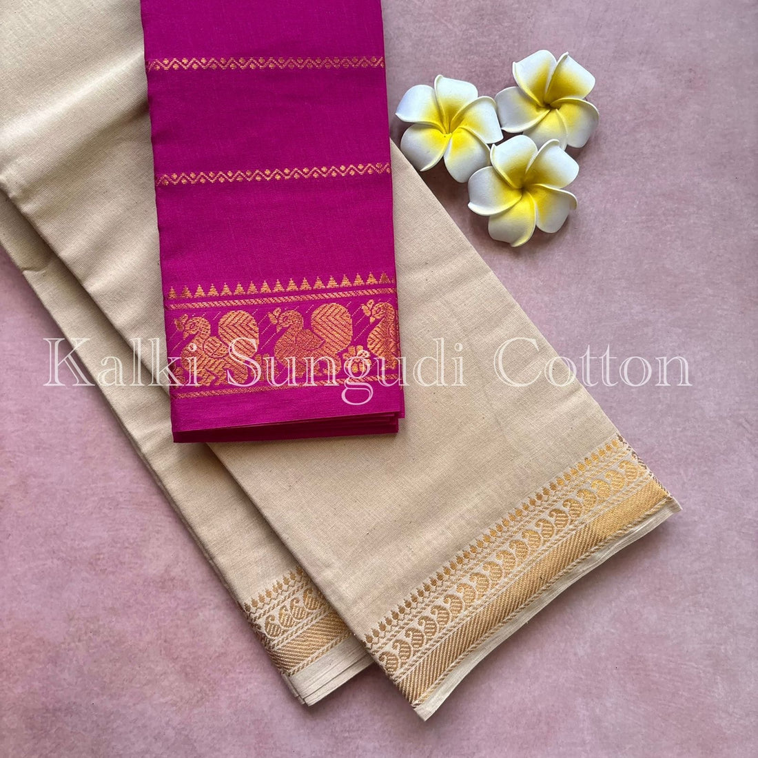 Halfwhite Kalki Sungudi Cotton Saree