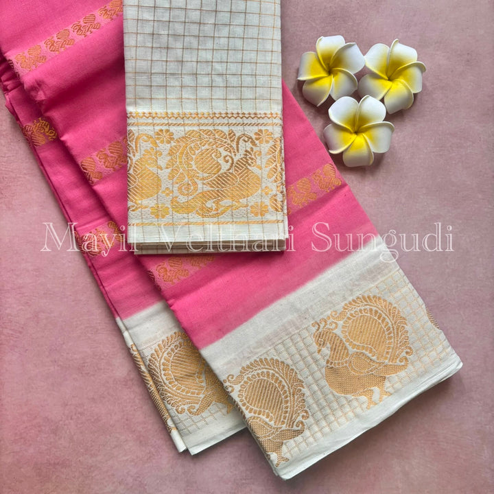 Mayil Velthari Sungudi Cotton Saree