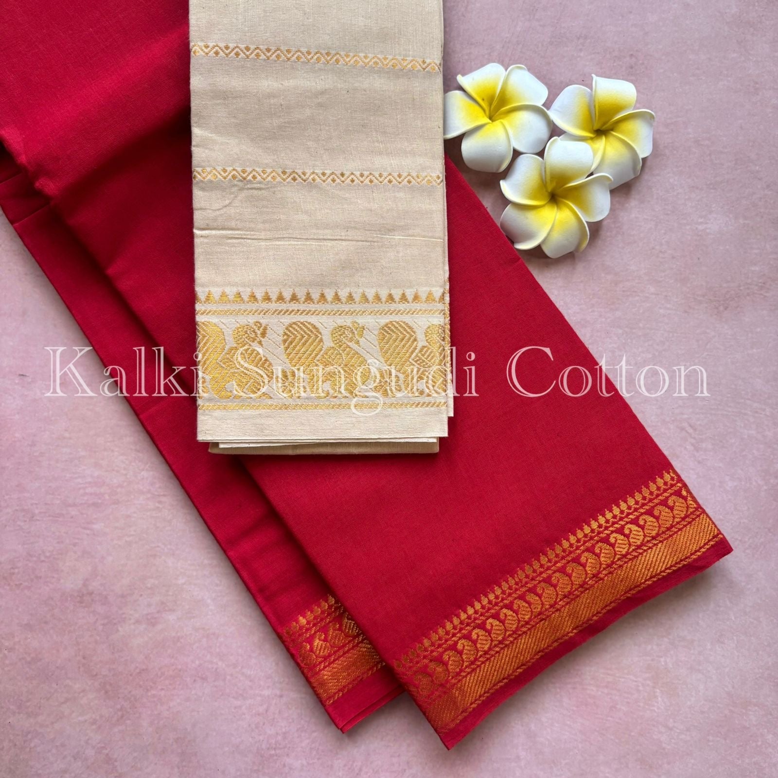 Red Kalki Sungudi Cotton Saree