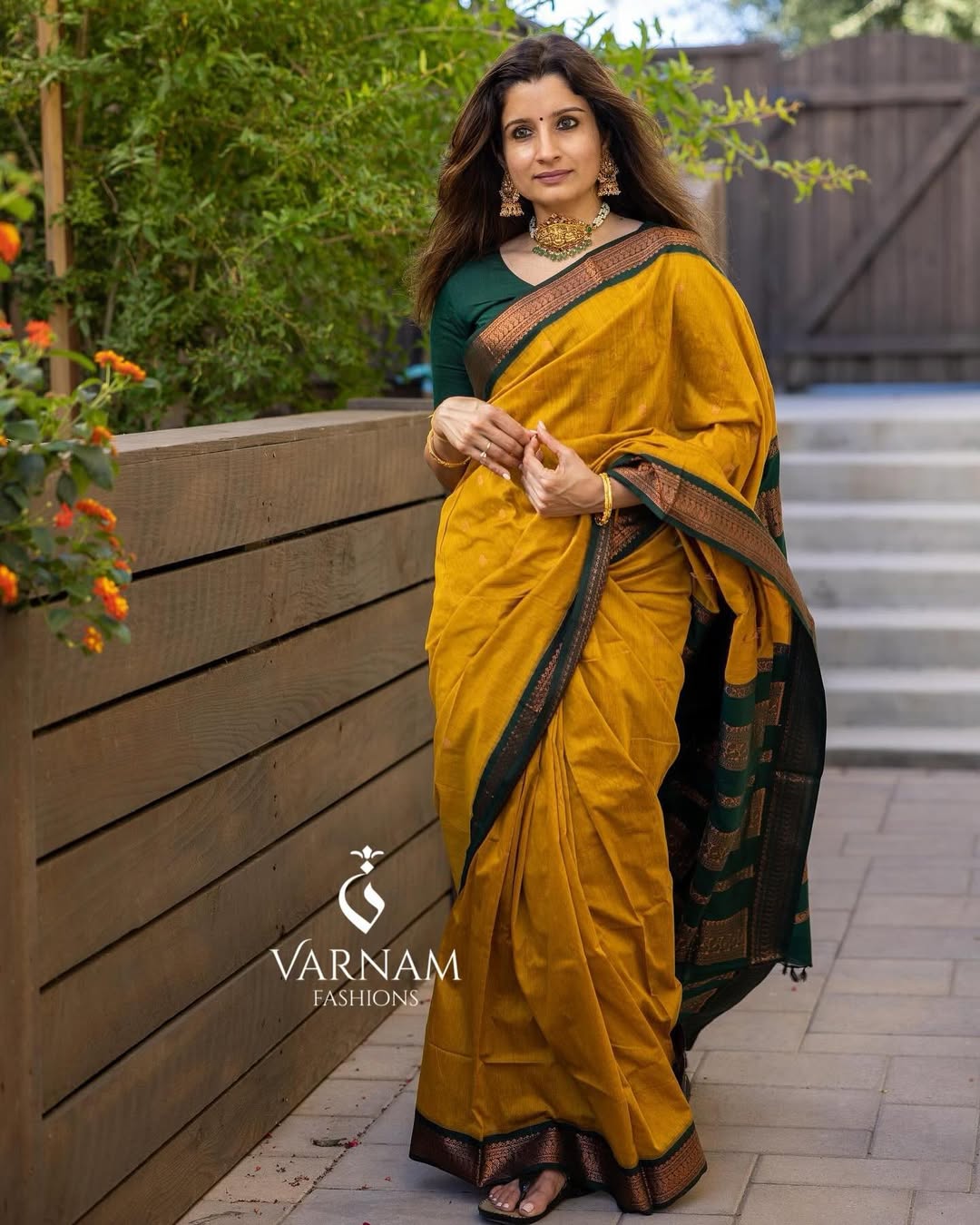 Yellow With Green Kalyani Cotton Saree