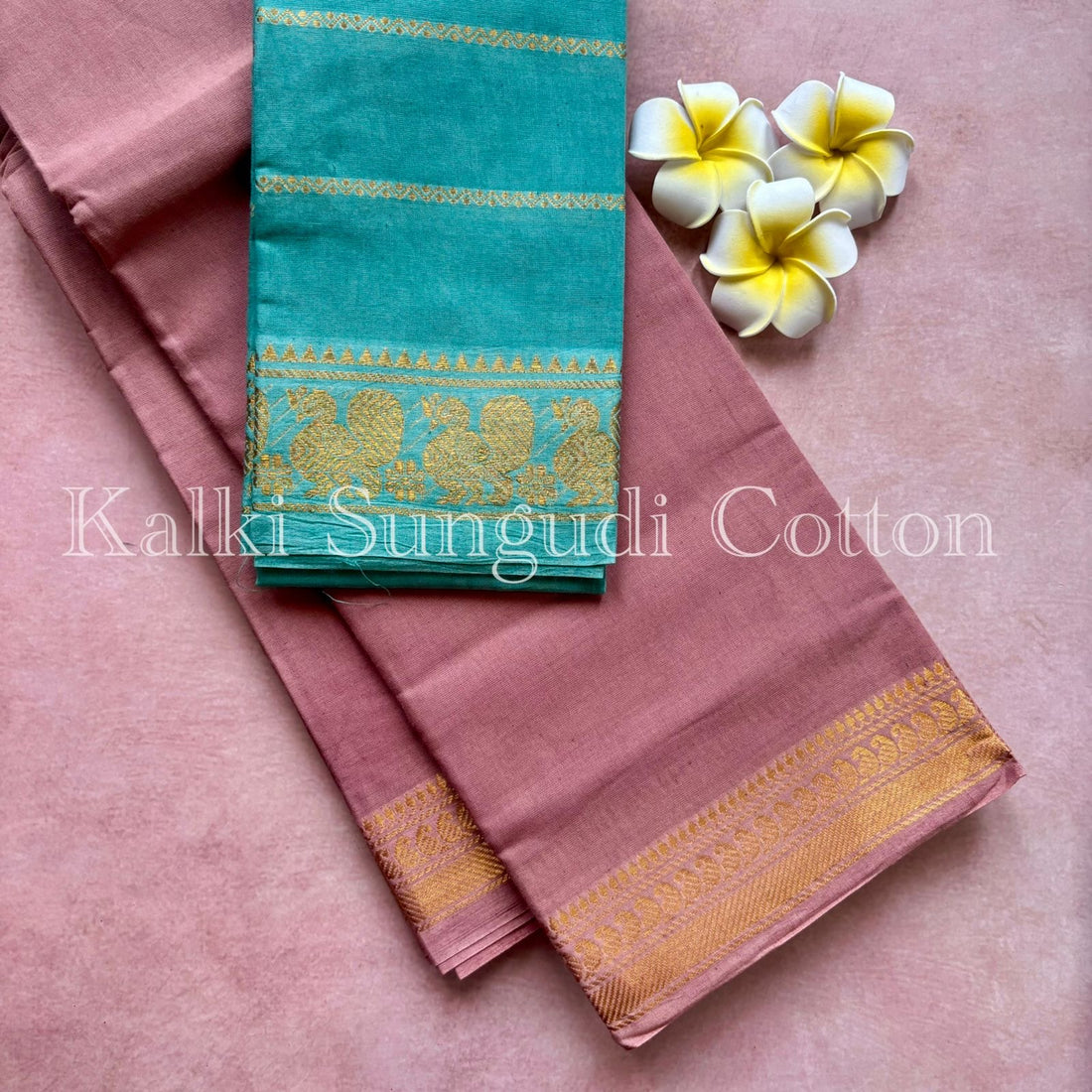 Light Brown Kalki Sungudi Cotton Saree