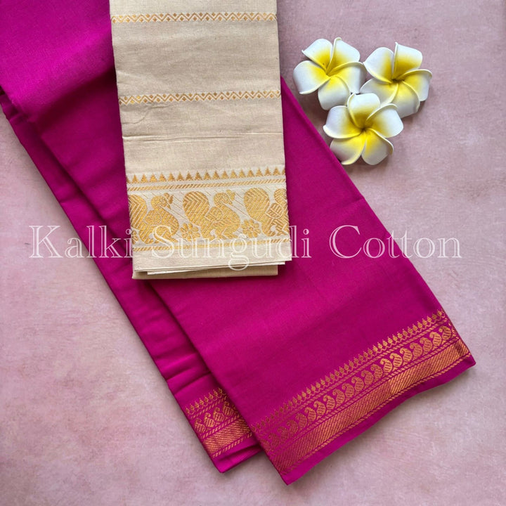 Pink Kalki Sungudi Cotton Saree