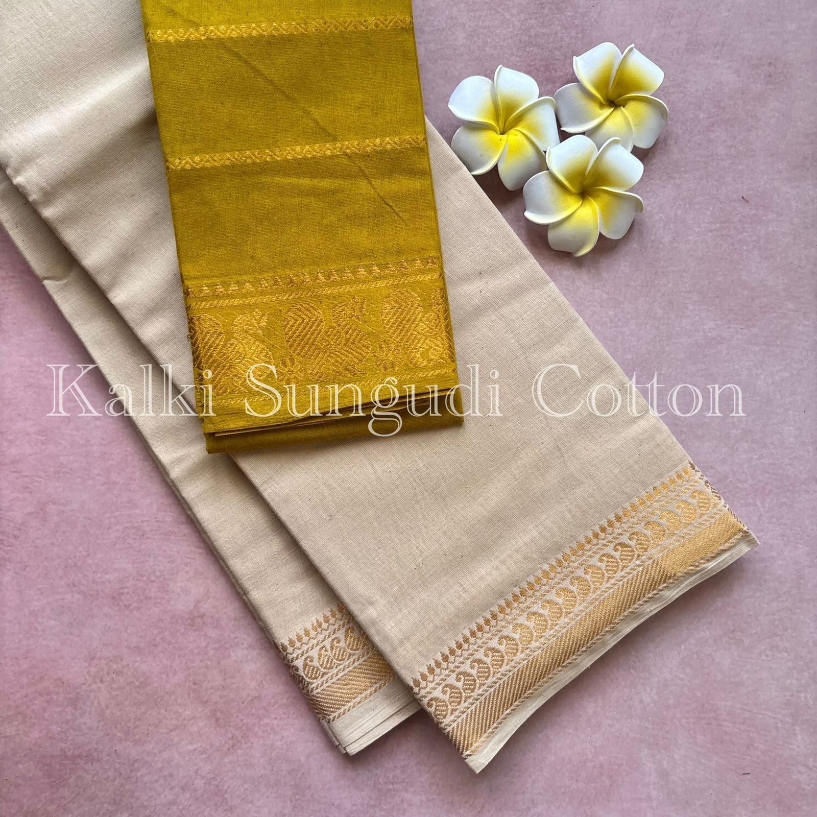 Halfwhite Kalki Sungudi Cotton Saree