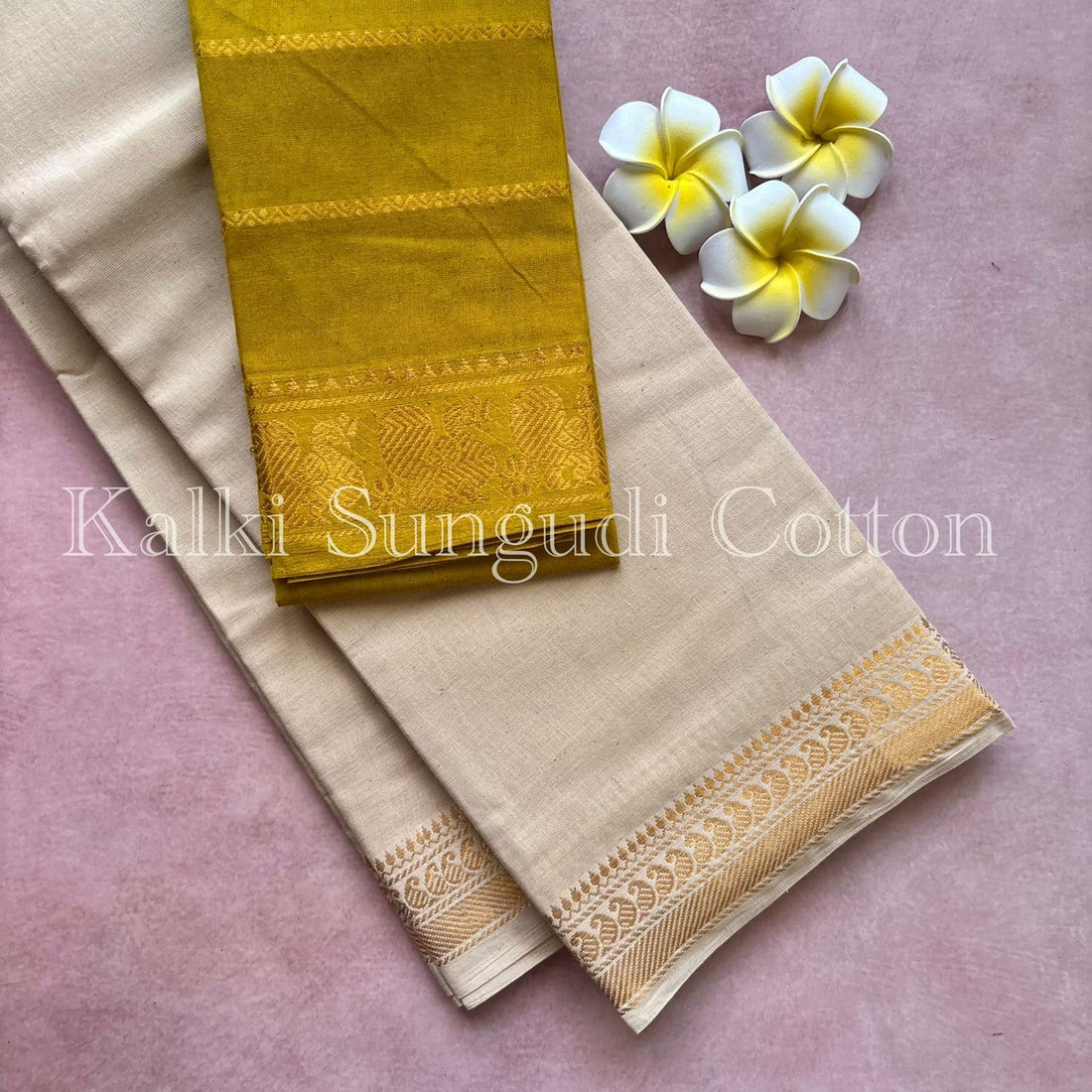 Halfwhite Kalki Sungudi Cotton Saree
