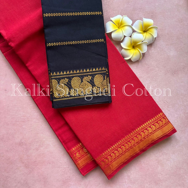 Red Kalki Sungudi Cotton Saree