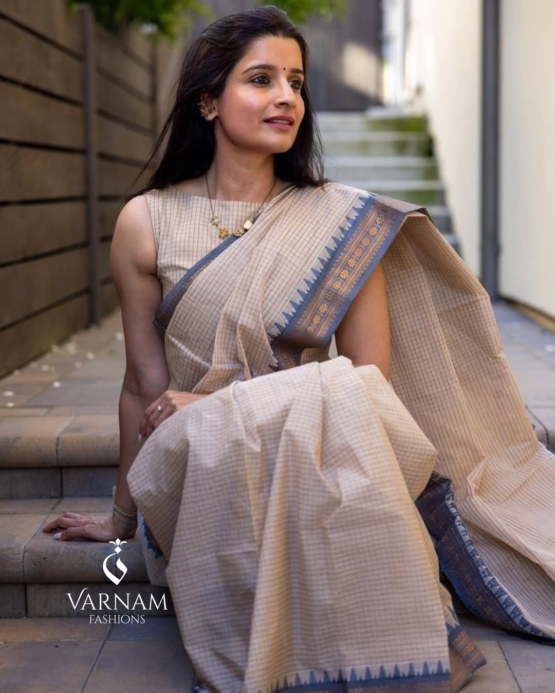 Halfwhite With Grey Kattam Kanchi Cotton Saree