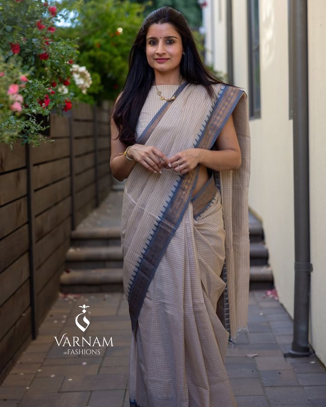 Halfwhite With Grey Kattam Kanchi Cotton Saree