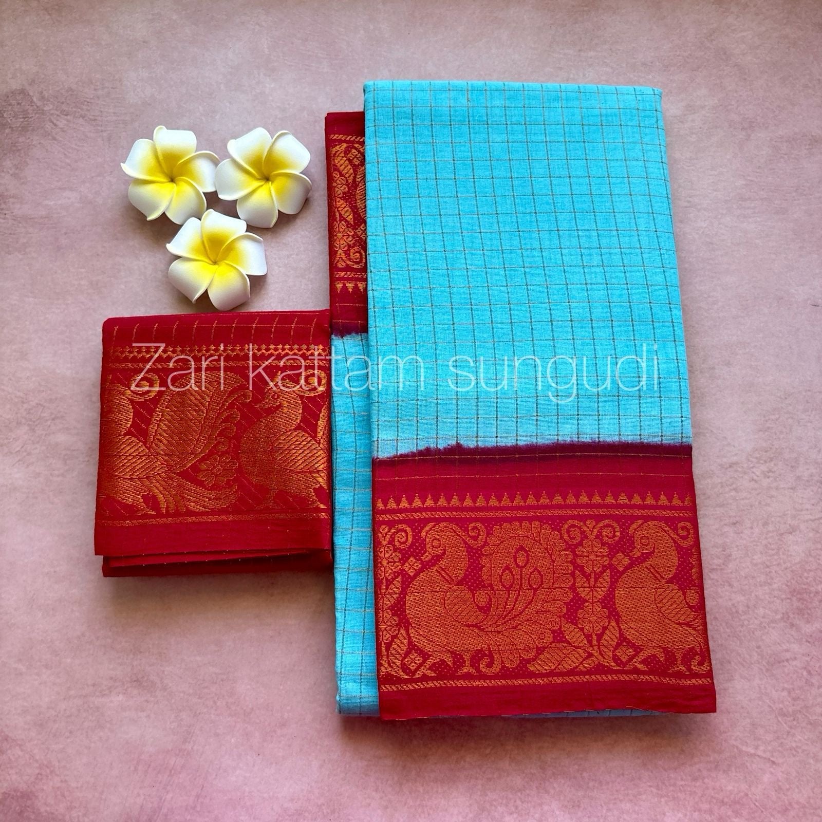 Zari Kattam Sungudi Cotton Sarees