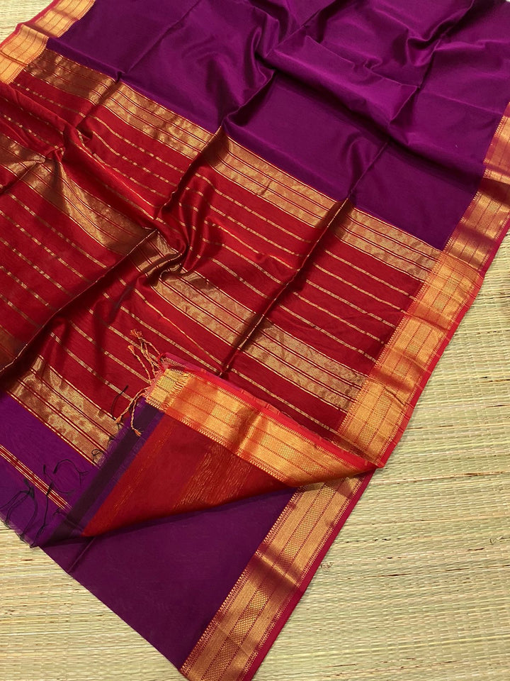 Maheshwari Silk Cotton Sarees With Contact Pallu