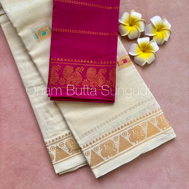 Onam Butta Sungudi Cotton Saree