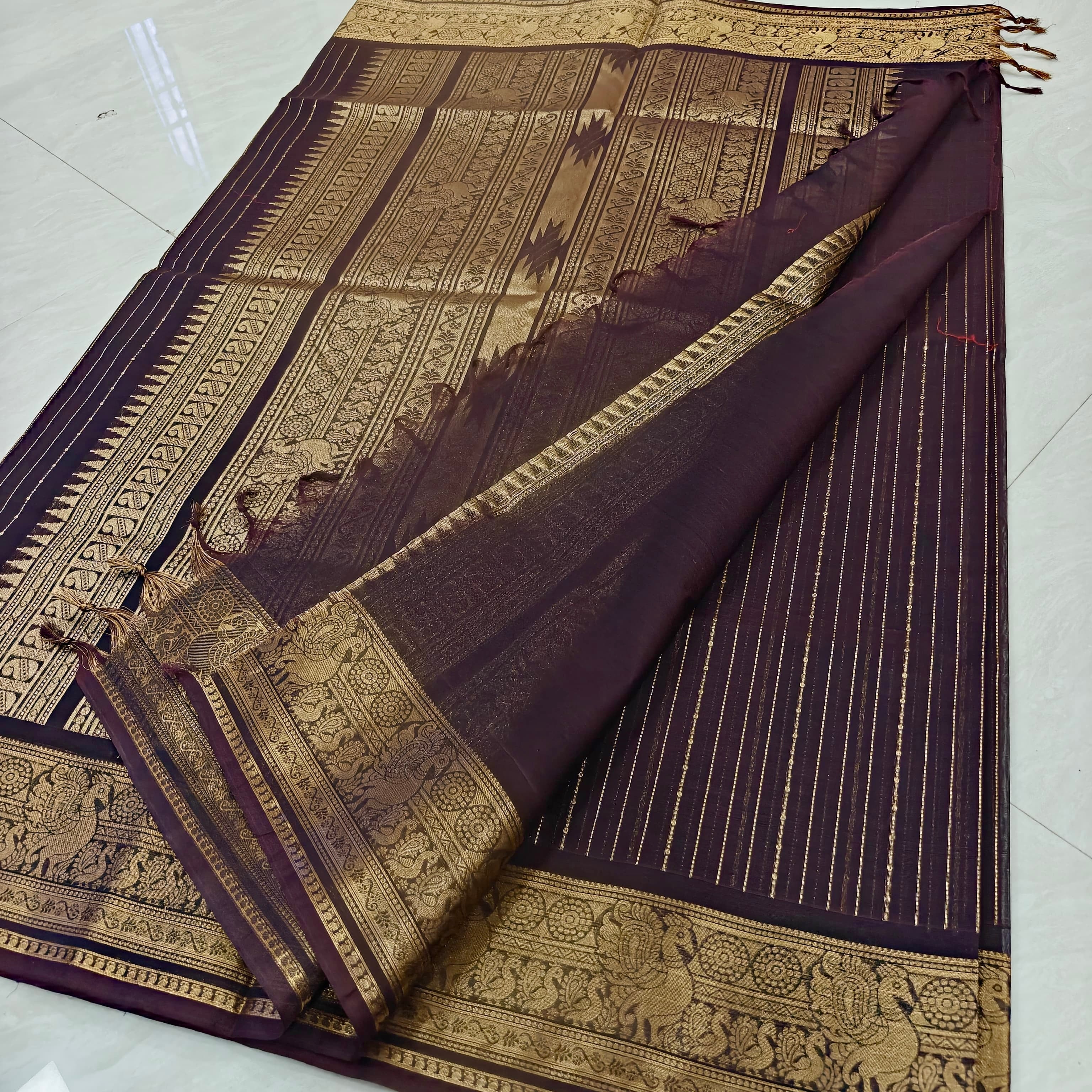 Brown Rich Pallu Kanchi Cotton Saree