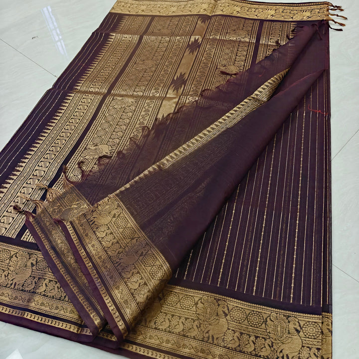 Brown Rich Pallu Kanchi Cotton Saree