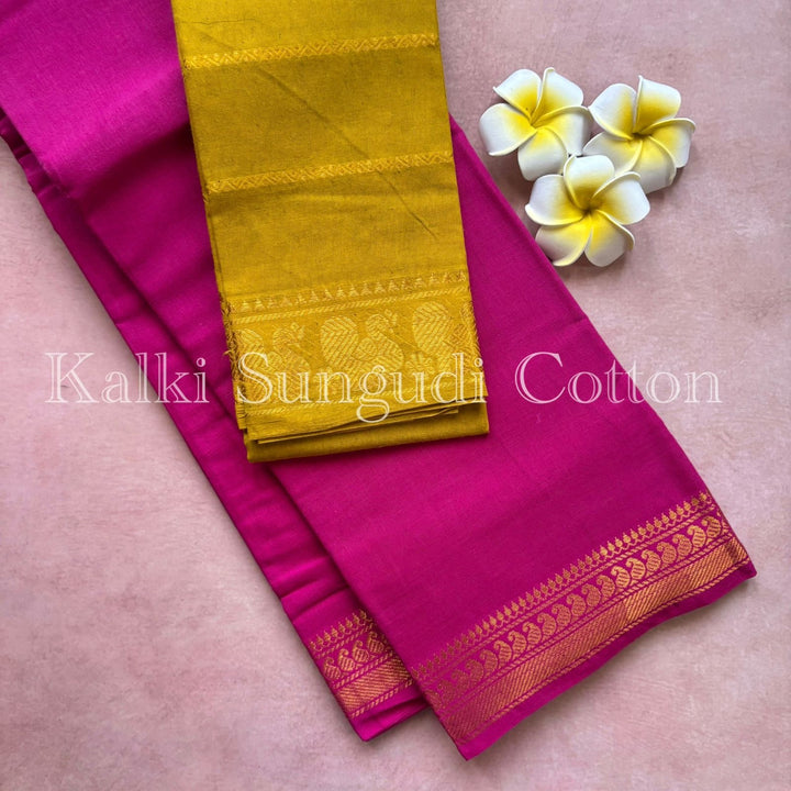 Pink Kalki Sungudi Cotton Saree