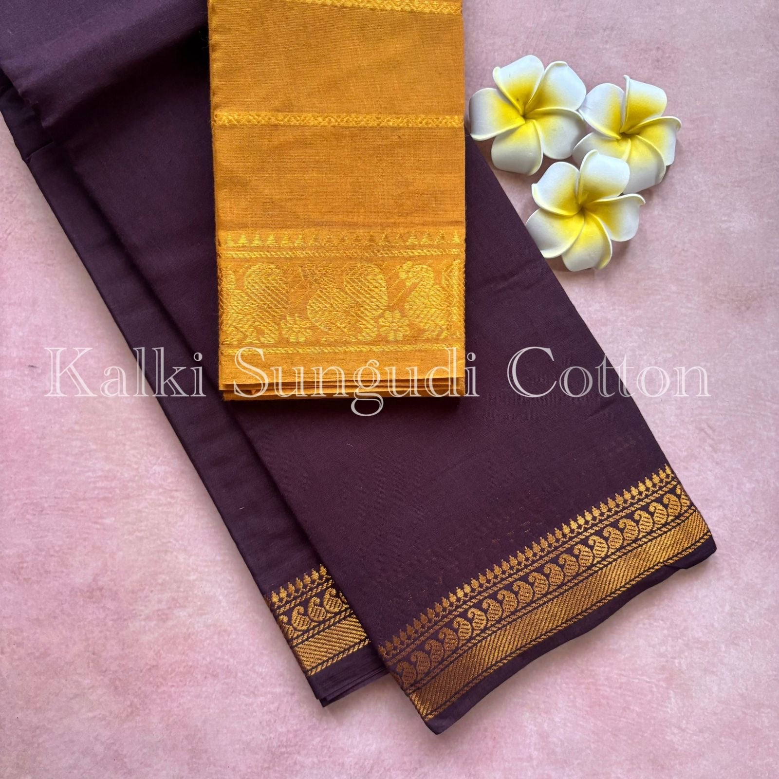 Brown Kalki Sungudi Cotton Saree