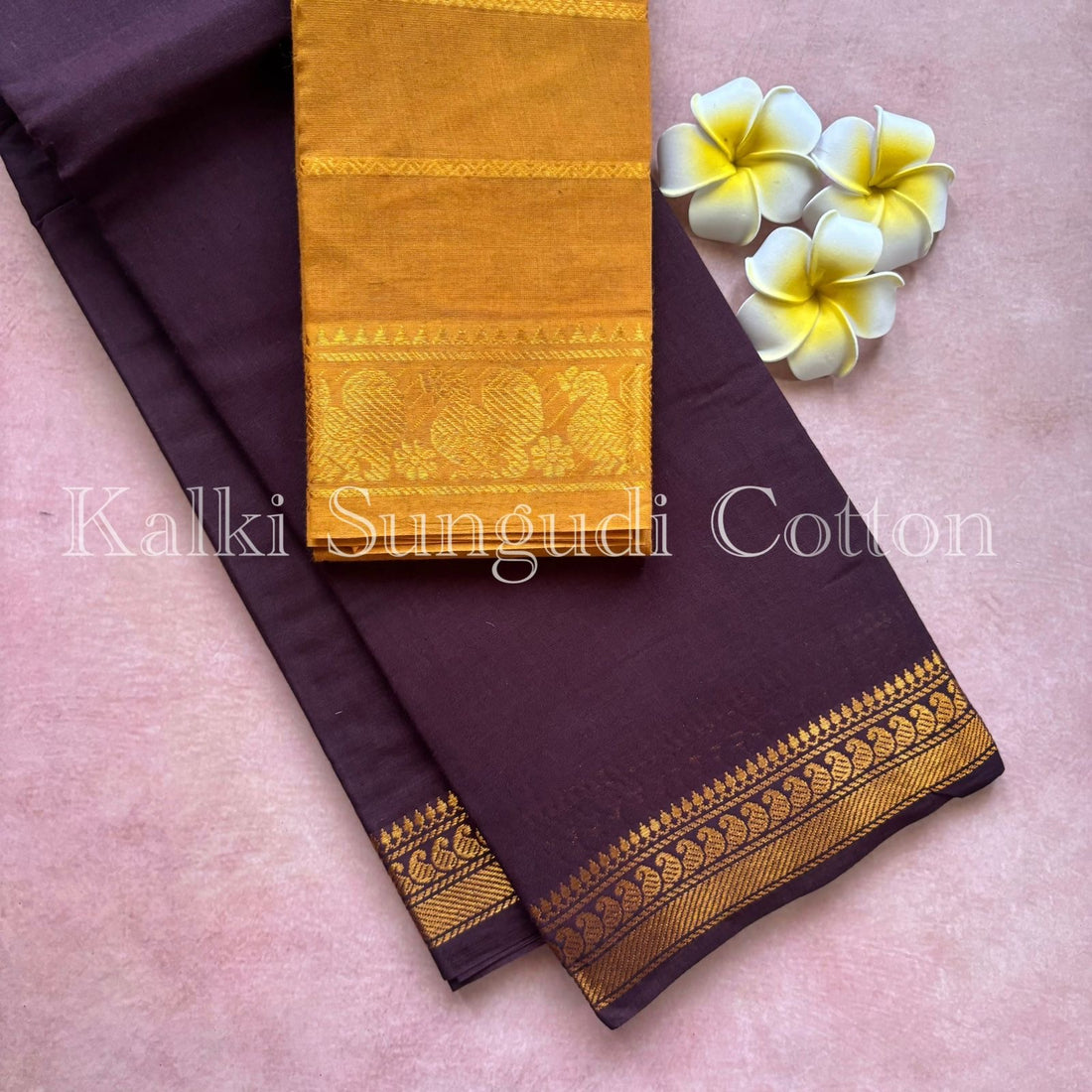 Brown Kalki Sungudi Cotton Saree