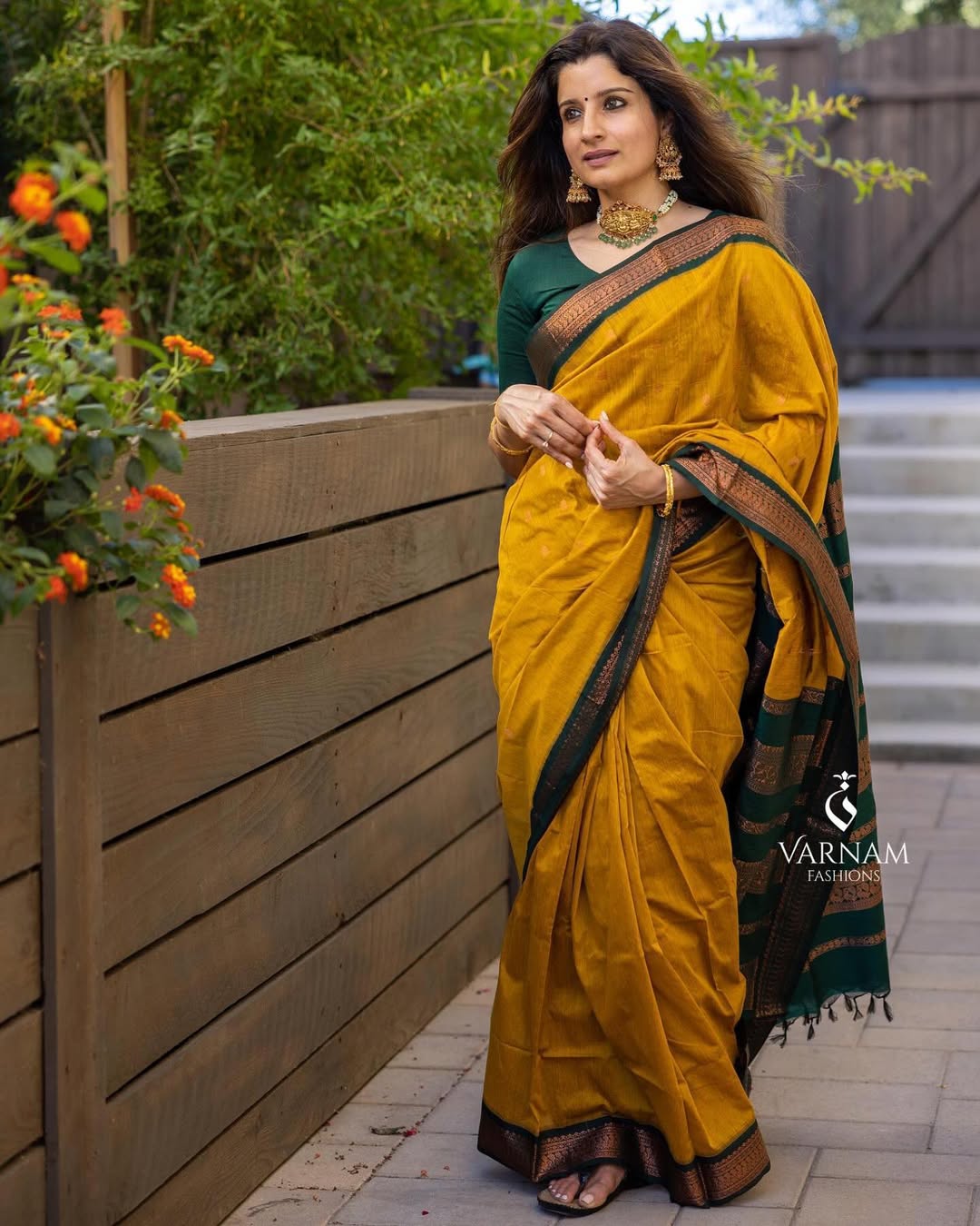 Yellow With Green Kalyani Cotton Saree