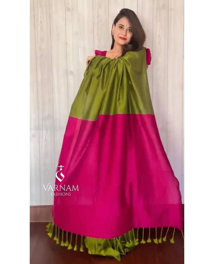Green With Pink Khadi Cotton Saree