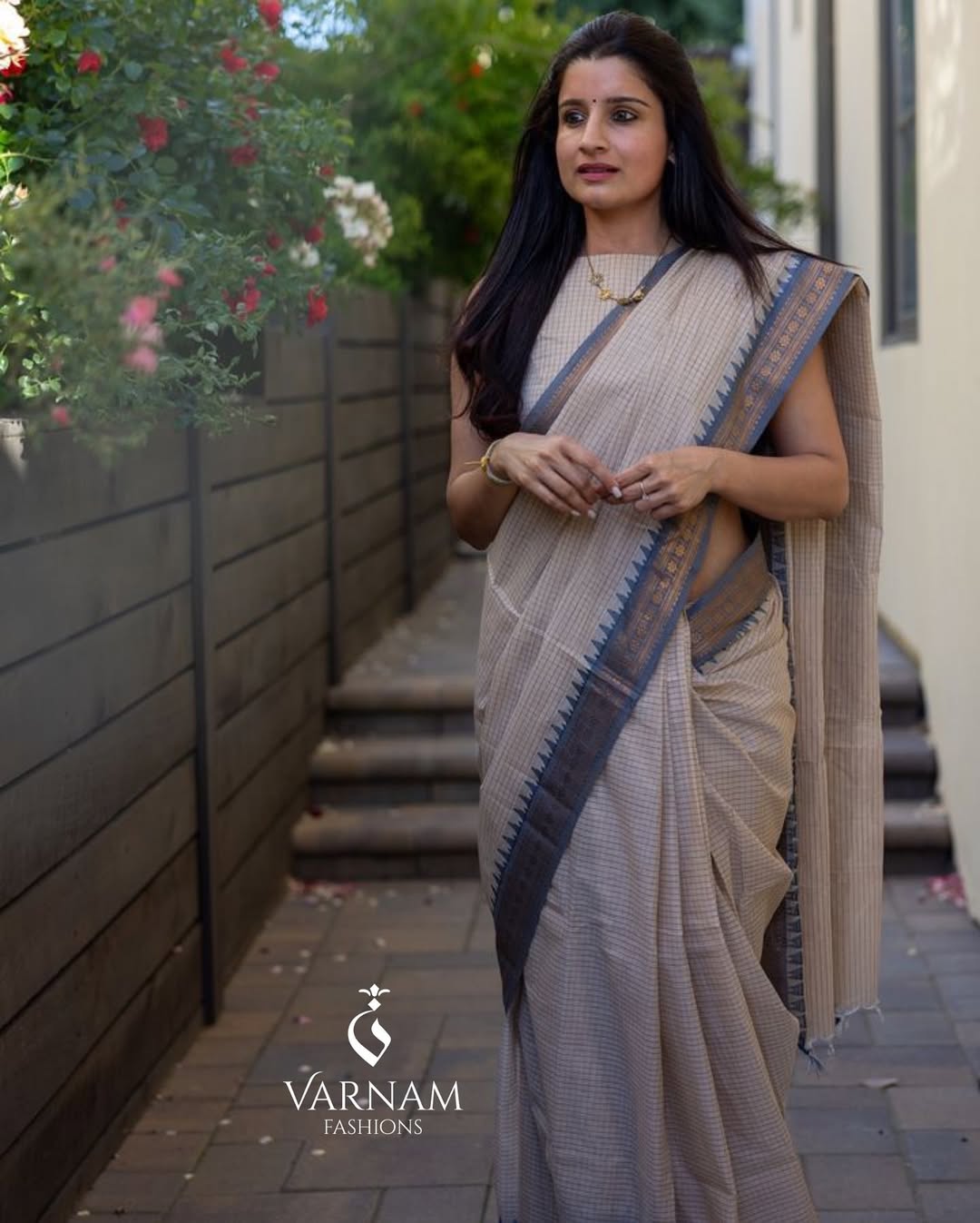 Halfwhite With Grey Kattam Kanchi Cotton Saree