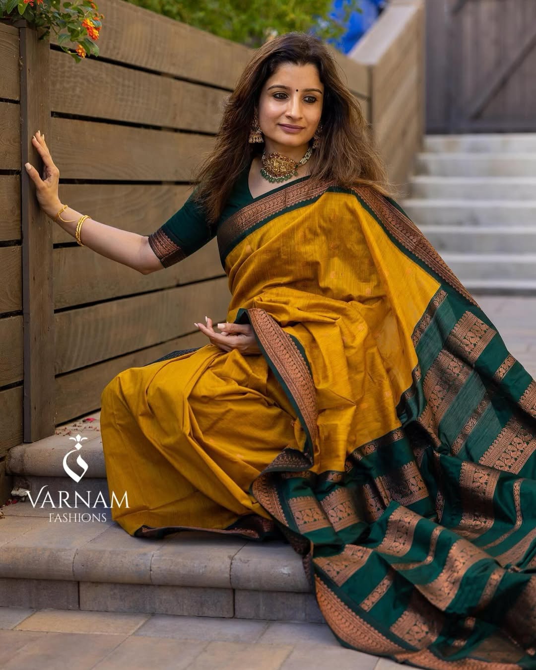 Yellow With Green Kalyani Cotton Saree