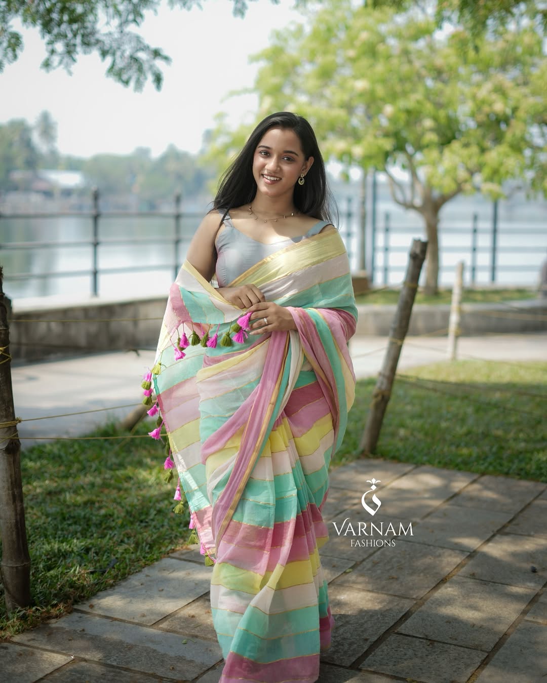Rainbow Mul Cotton Saree