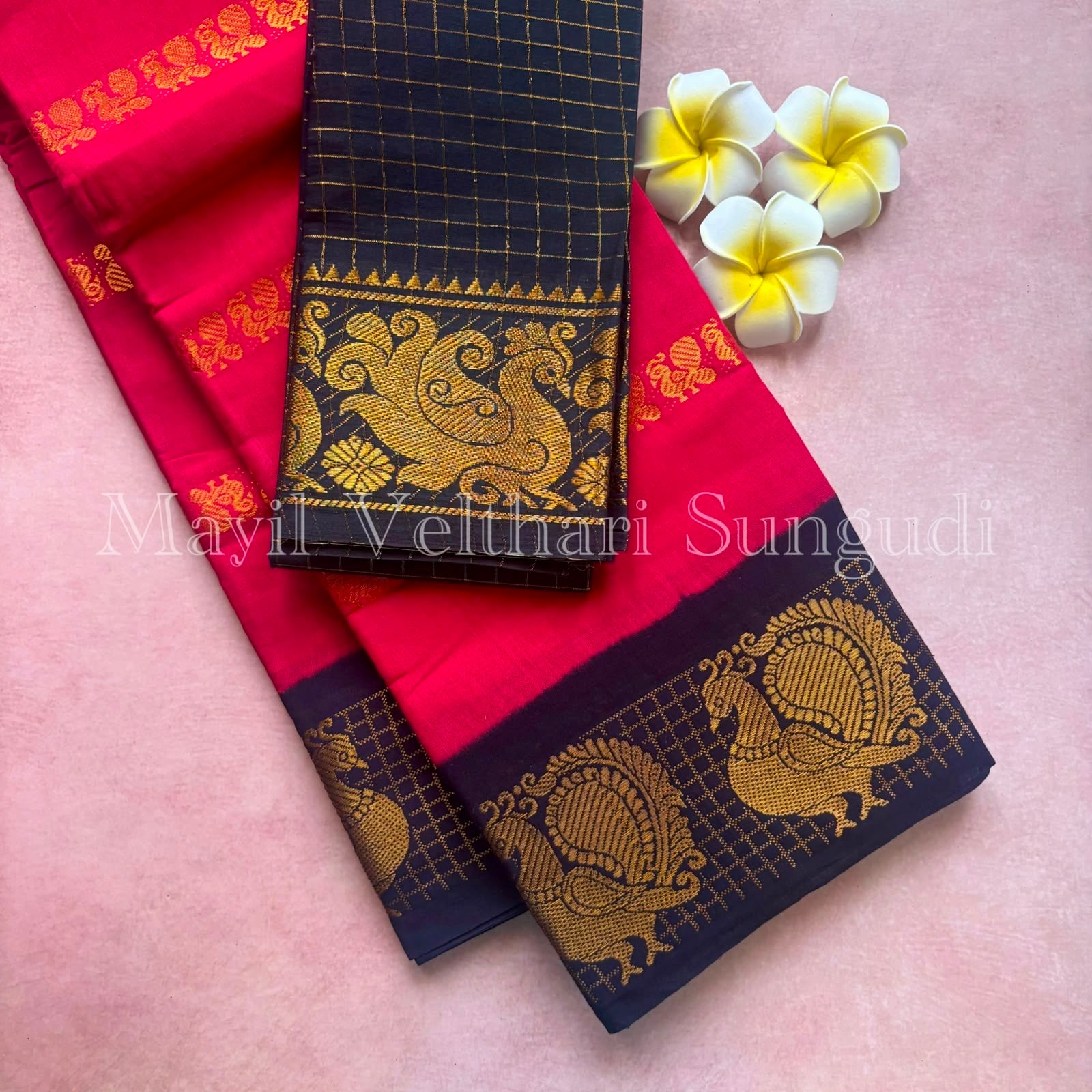 Mayil Velthari Sungudi Cotton Saree