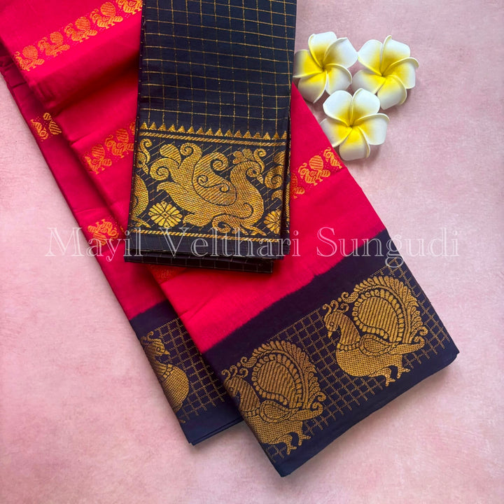 Mayil Velthari Sungudi Cotton Saree