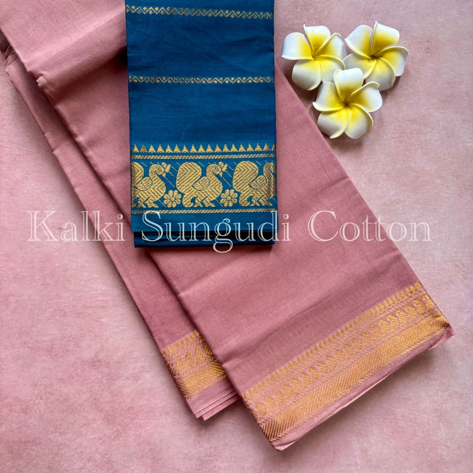 Light Brown Kalki Sungudi Cotton Saree