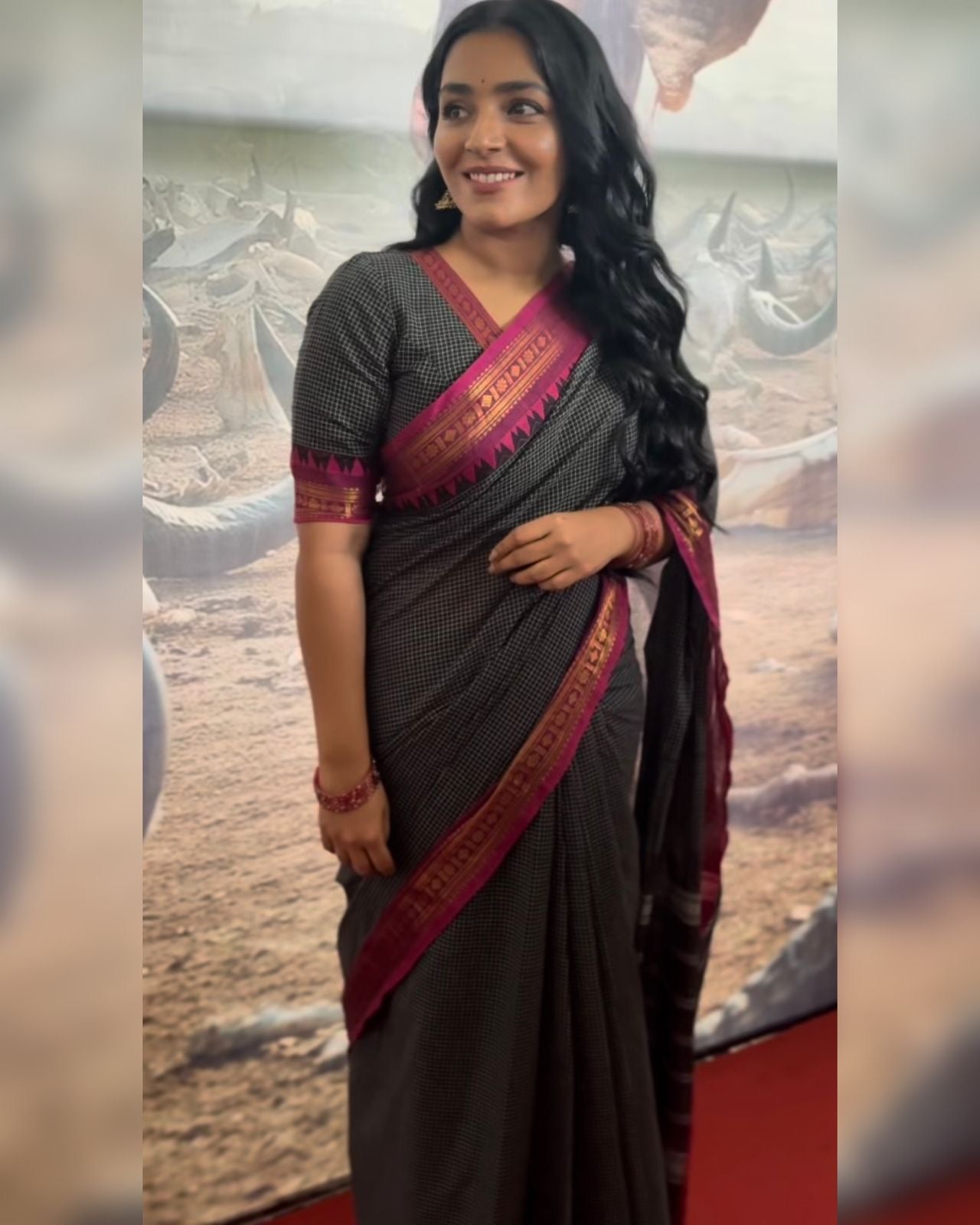 Black With Pink Korvai Kanchi Cotton Saree